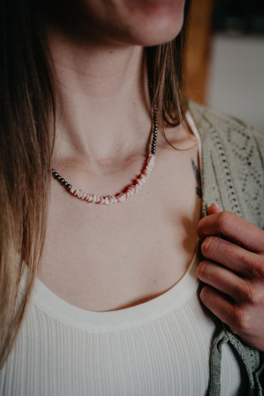 Sterling Silver Navajo & Pink Necklace