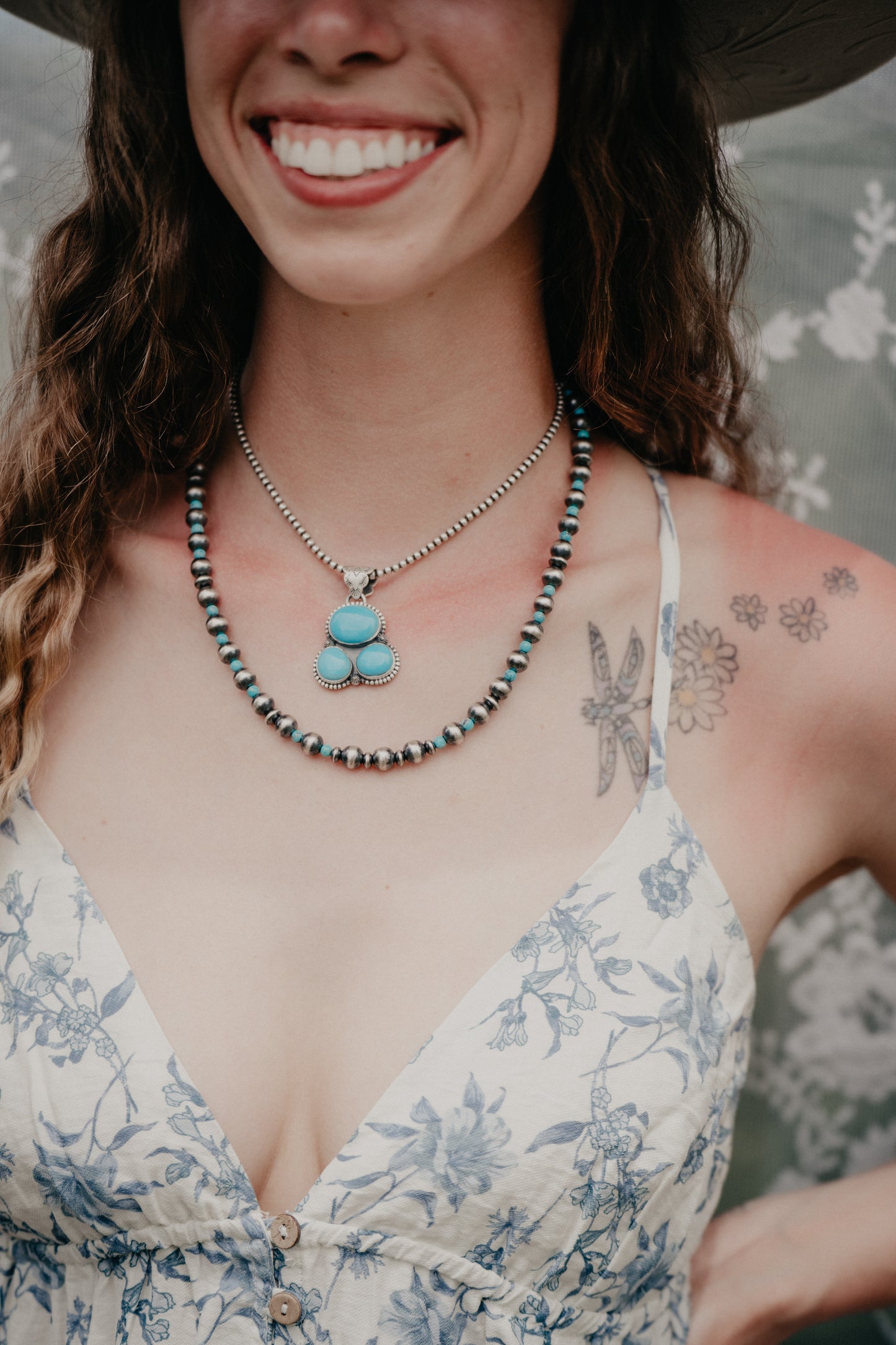 Navajo Pearl and Turquoise Necklace 16"