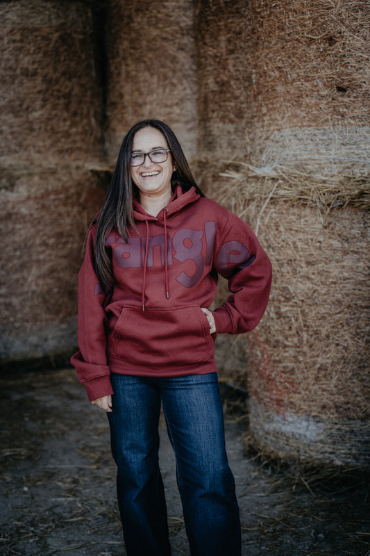 'Bianca' Women's Burgundy Wrangler Logo Hoodie
