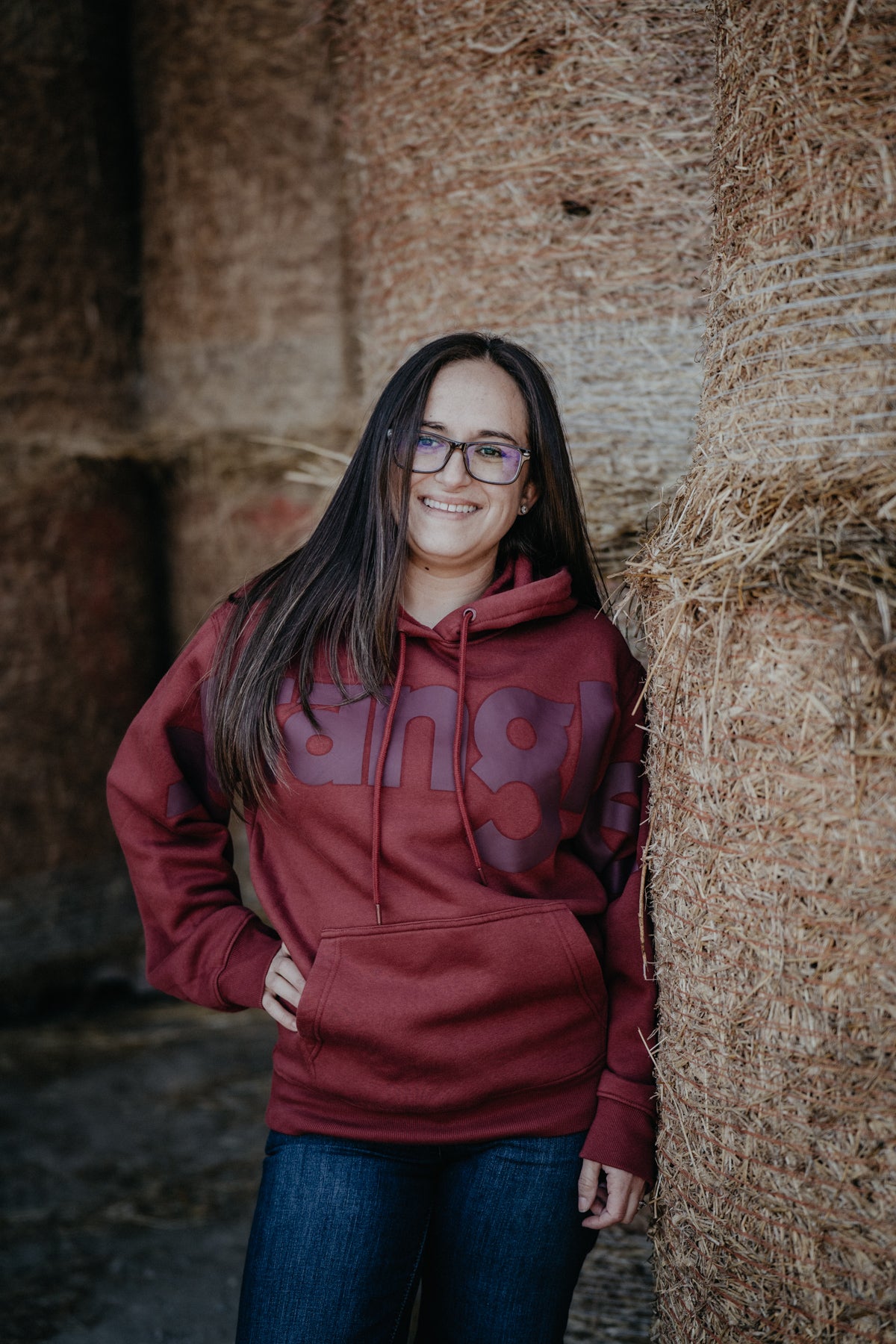 'Bianca' Women's Burgundy Wrangler Logo Hoodie