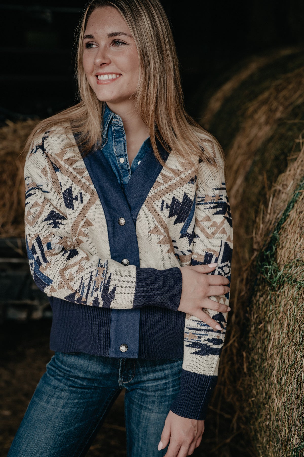 'Jolene' Women's Cream Button Up Cardigan by Hooey