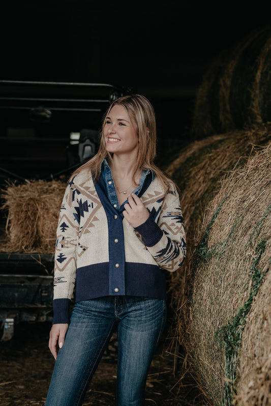 'Jolene' Women's Cream Button Up Cardigan by Hooey