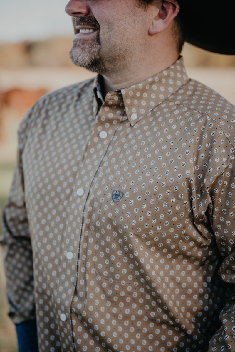 'Darryl' Khaki Wrinkle Free Long Sleeve Shirt (S-XXL)