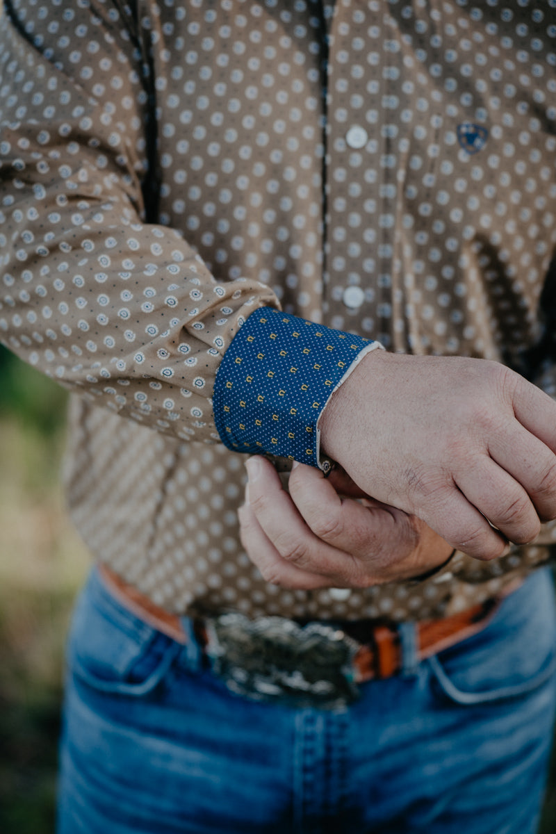 'Darryl' Khaki Wrinkle Free Long Sleeve Shirt (S-XXL)