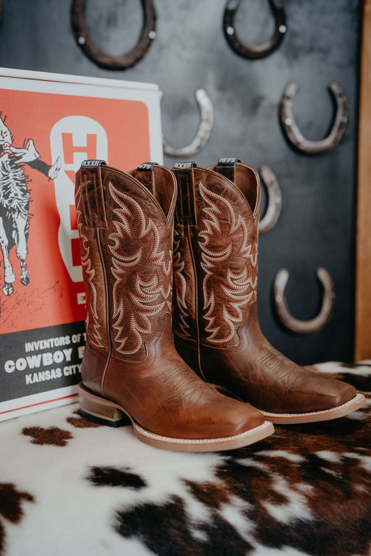 'Topeka' 11" Chestnut Women's Hyer Square Toe Cowboy Boot with Chestnut Upper (Size 6-11; B Width)