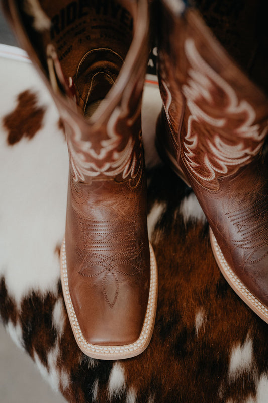 'Topeka' 11" Chestnut Women's Hyer Square Toe Cowboy Boot with Chestnut Upper (Size 6-11; B Width)