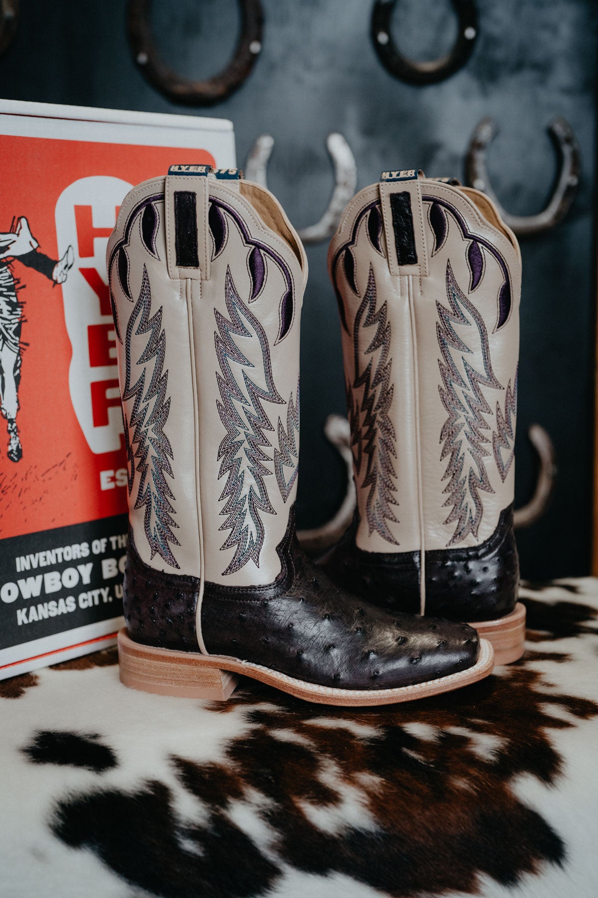 'Harper' 13" Hyer Women's Deep Purple Ostrich Boots (Sizes 6-10; B Width)