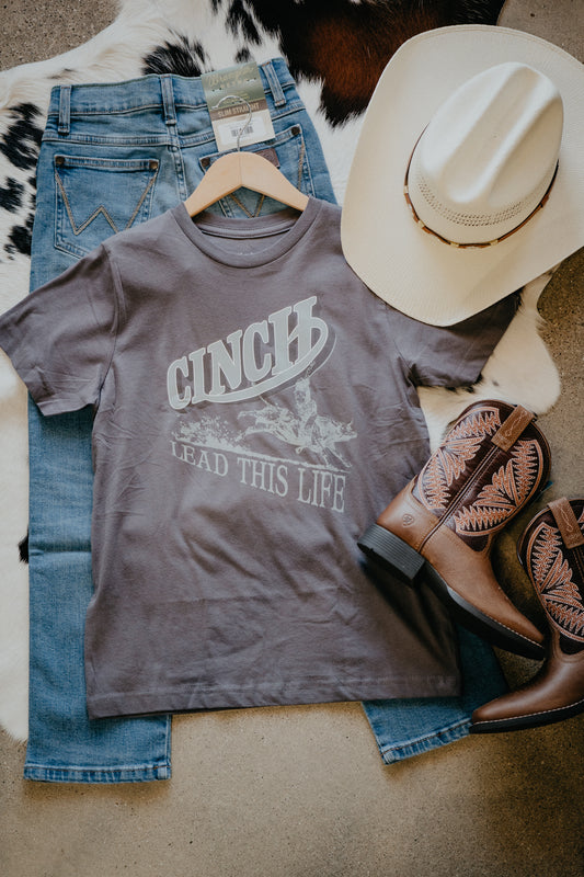 'Lead This Life' Boy's CINCH Charcoal Bucking Bull T-shirt (3-6m-XL)
