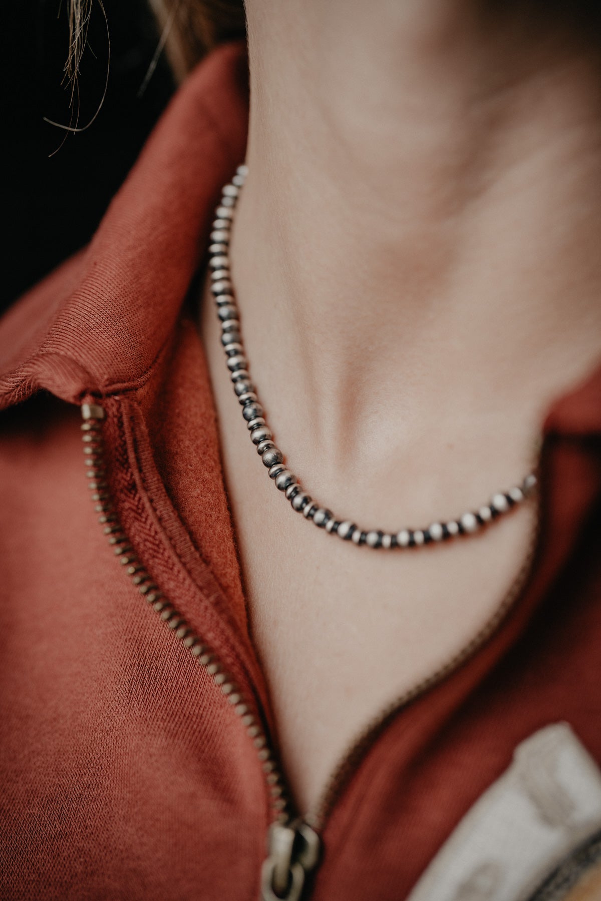 5mm Navajo Pearl and Disc Necklace