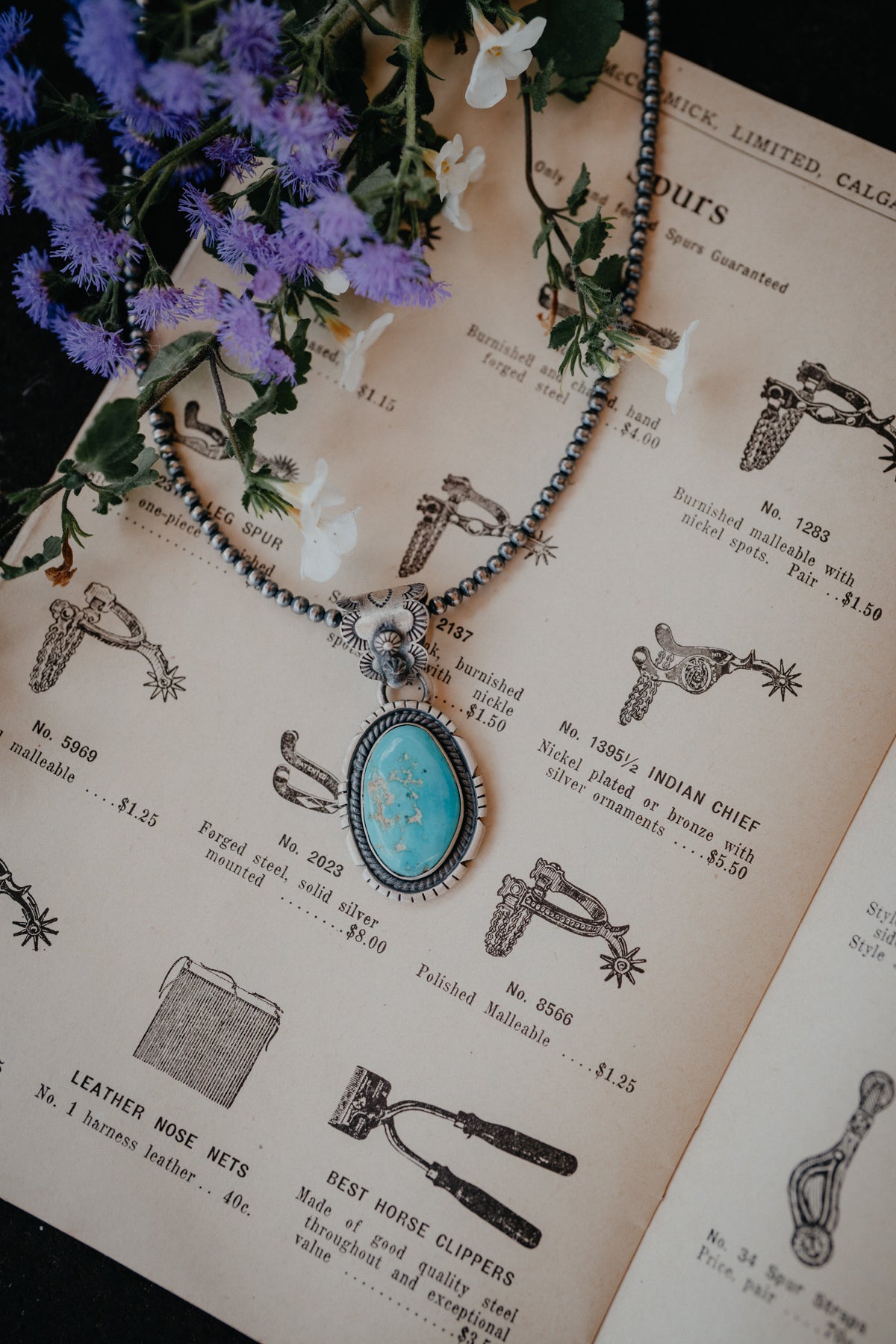 Turquoise Matrix Pendant with Engraved Detailed Bail