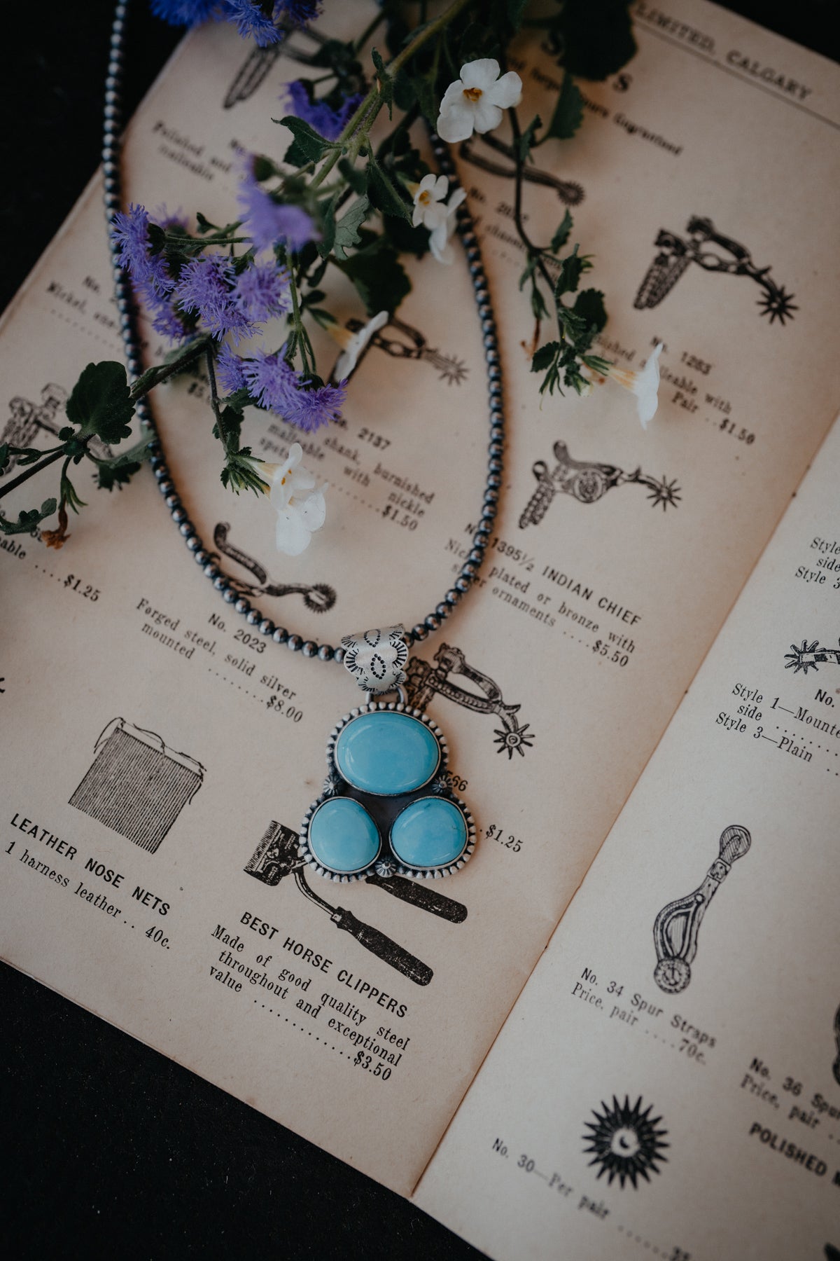 Blue Turquoise Trio Cluster Pendant