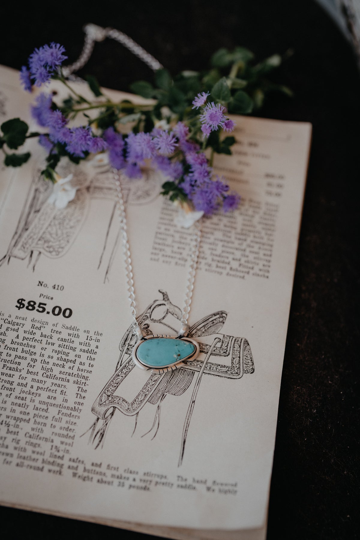 Turquoise Matrix Pendant Necklace on Sliver Chain