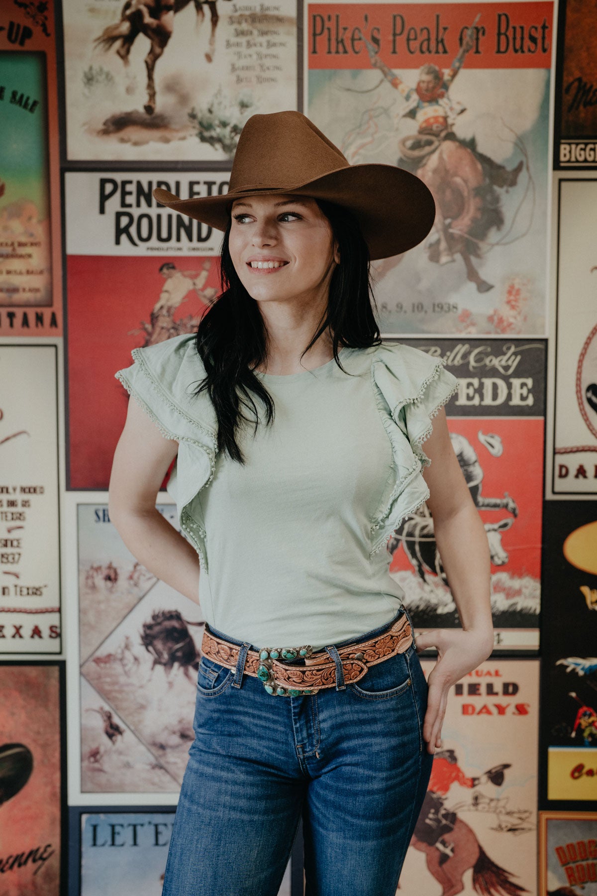 'Marlowe' Flutter Tee with Lace Trim {Two Colours} (XS-XXL)