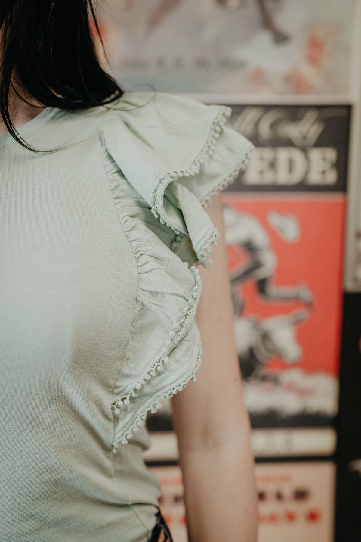 'Marlowe' Flutter Tee with Lace Trim {Two Colours} (XS-XXL)