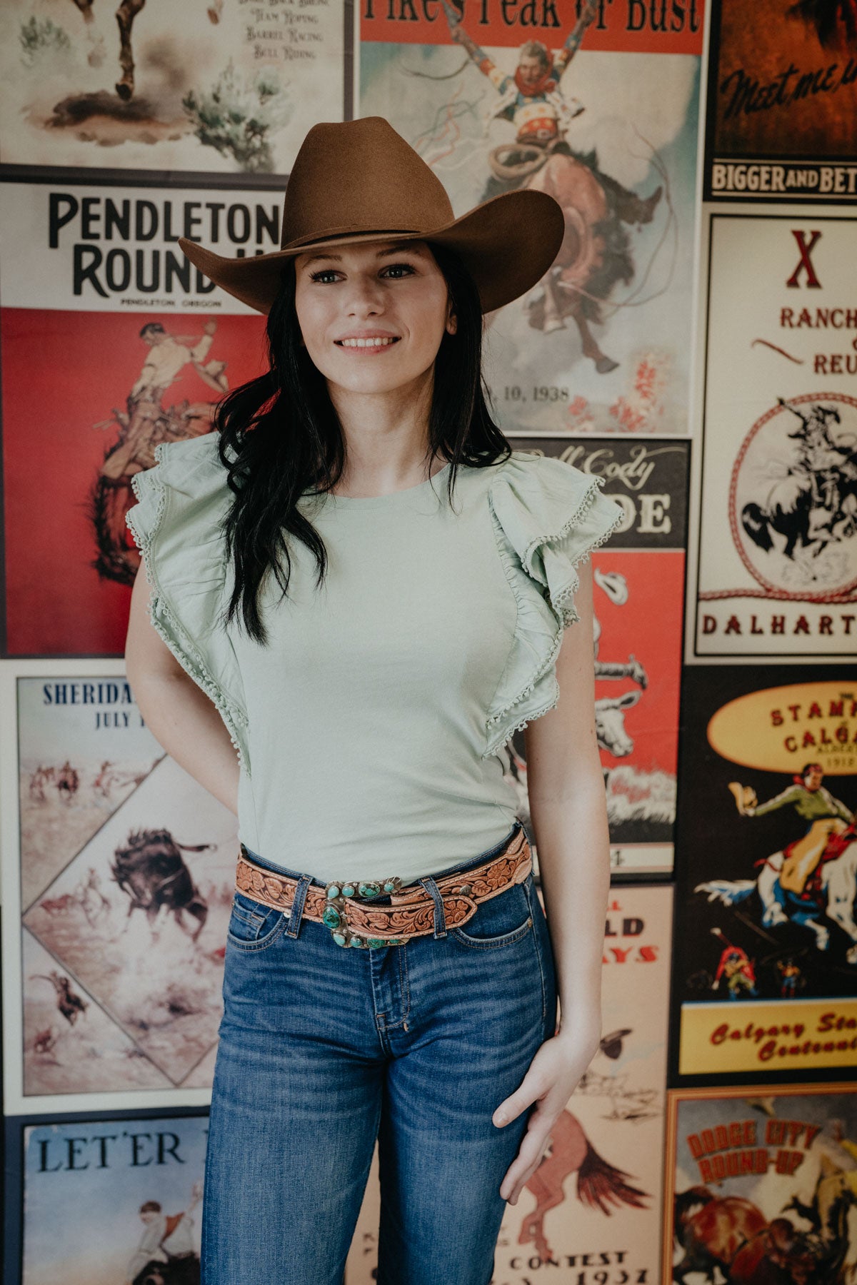 'Marlowe' Flutter Tee with Lace Trim {Two Colours} (XS-XXL)