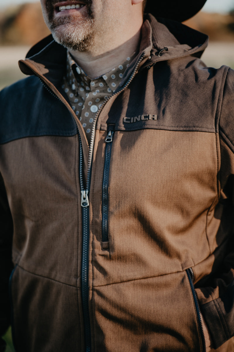 'Roman' Men's 2-Tone Brown Hooded Soft Shell CINCH Jacket (S-XXL)