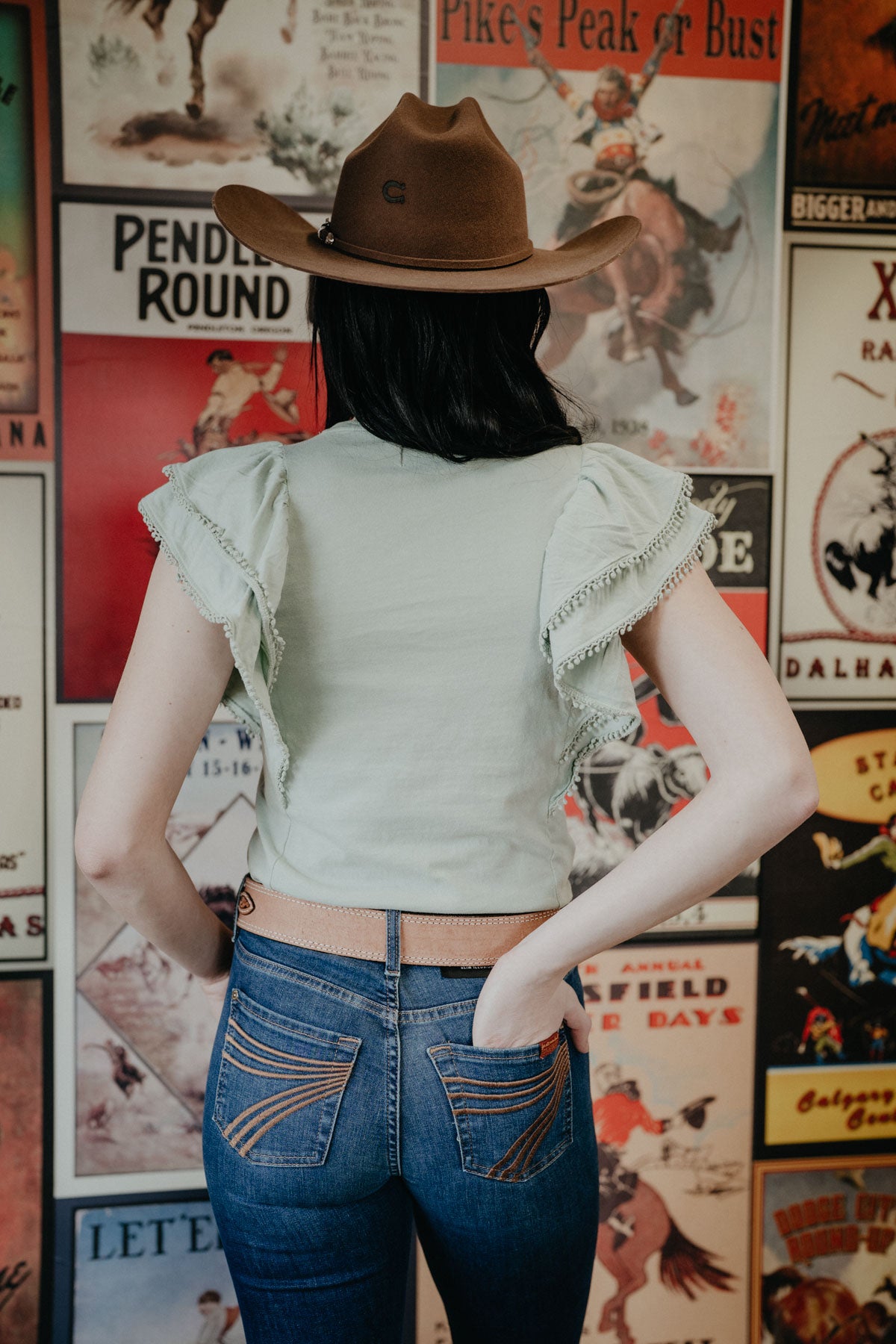 'Marlowe' Flutter Tee with Lace Trim {Two Colours} (XS-XXL)