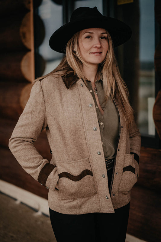 'Keene' Tan Wool Blazer Jacket by Madison Creek (XS ONLY)