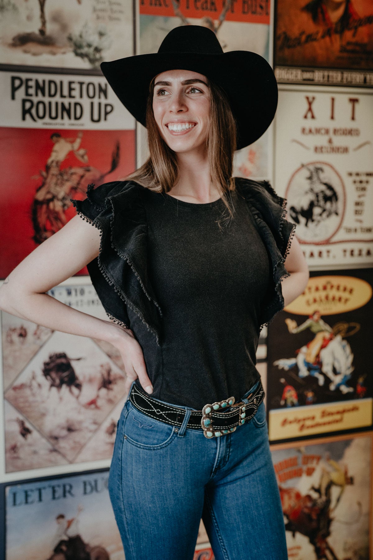 'Marlowe' Flutter Tee with Lace Trim {Two Colours} (XS-XXL)