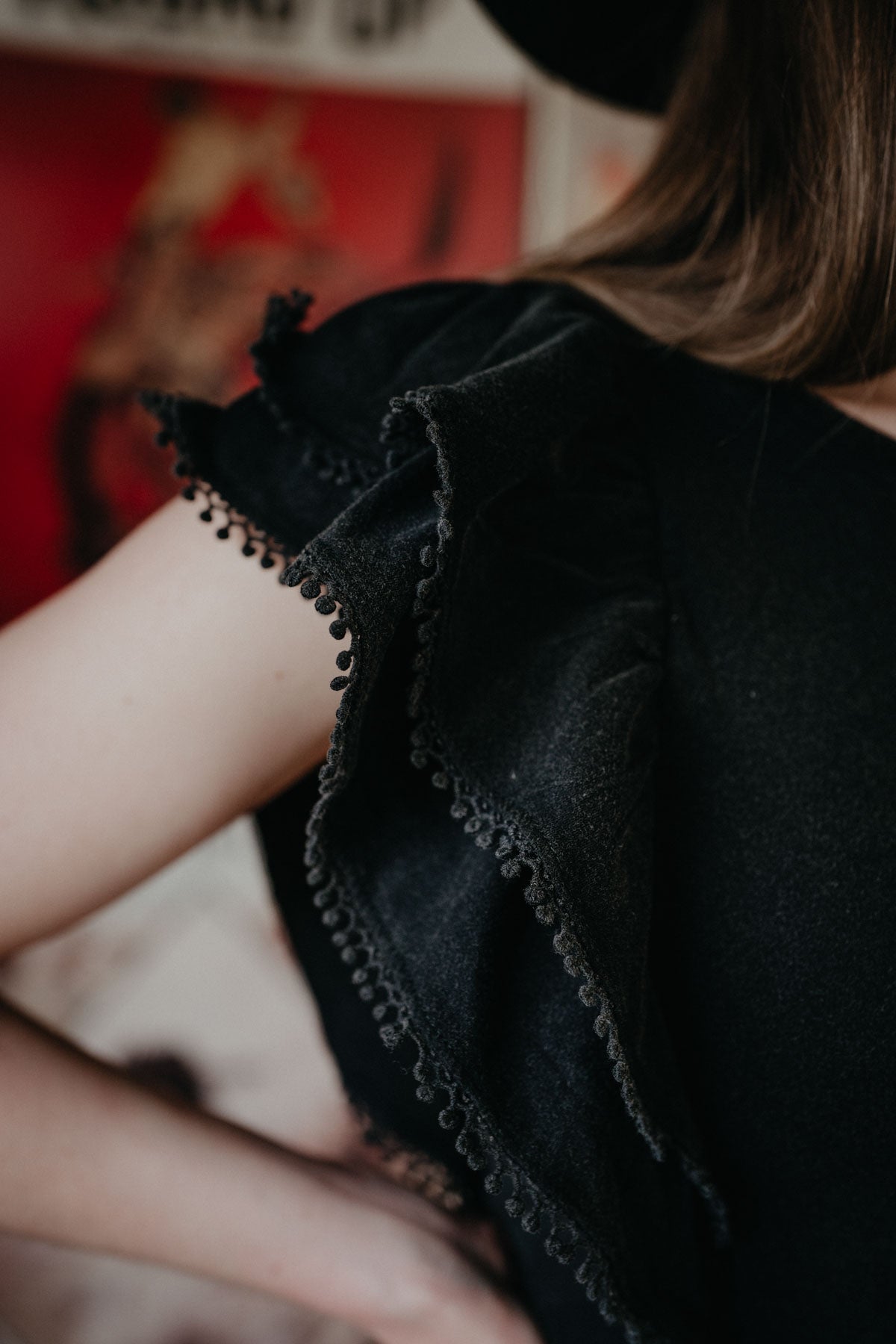 'Marlowe' Flutter Tee with Lace Trim {Two Colours} (XS-XXL)