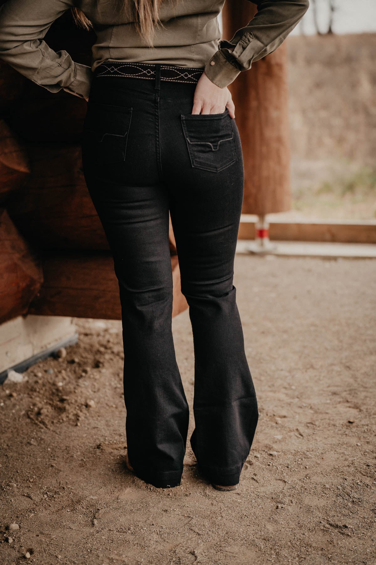 Jennifer High Rise Flare Jean by Kimes Ranch (Black Wash)