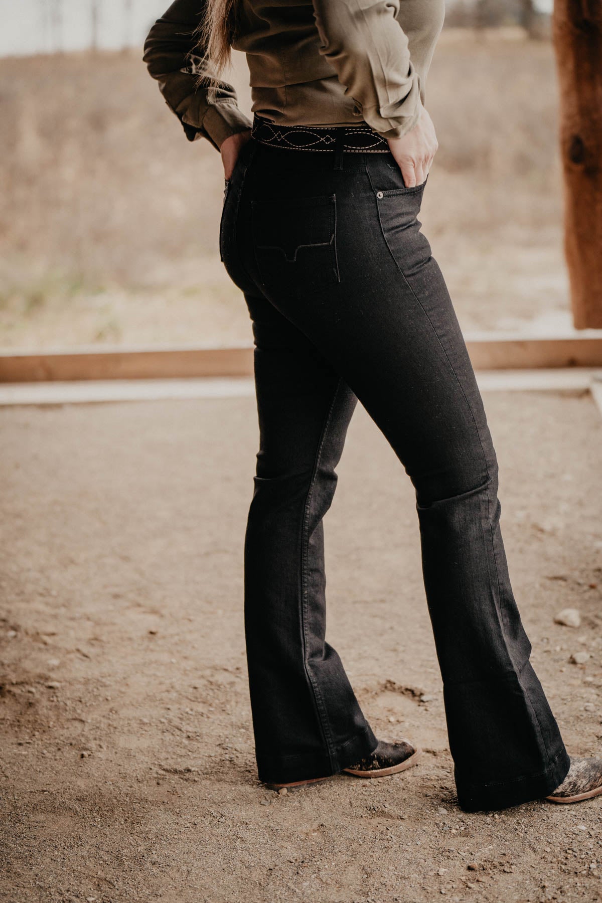 Jennifer High Rise Flare Jean by Kimes Ranch (Black Wash)