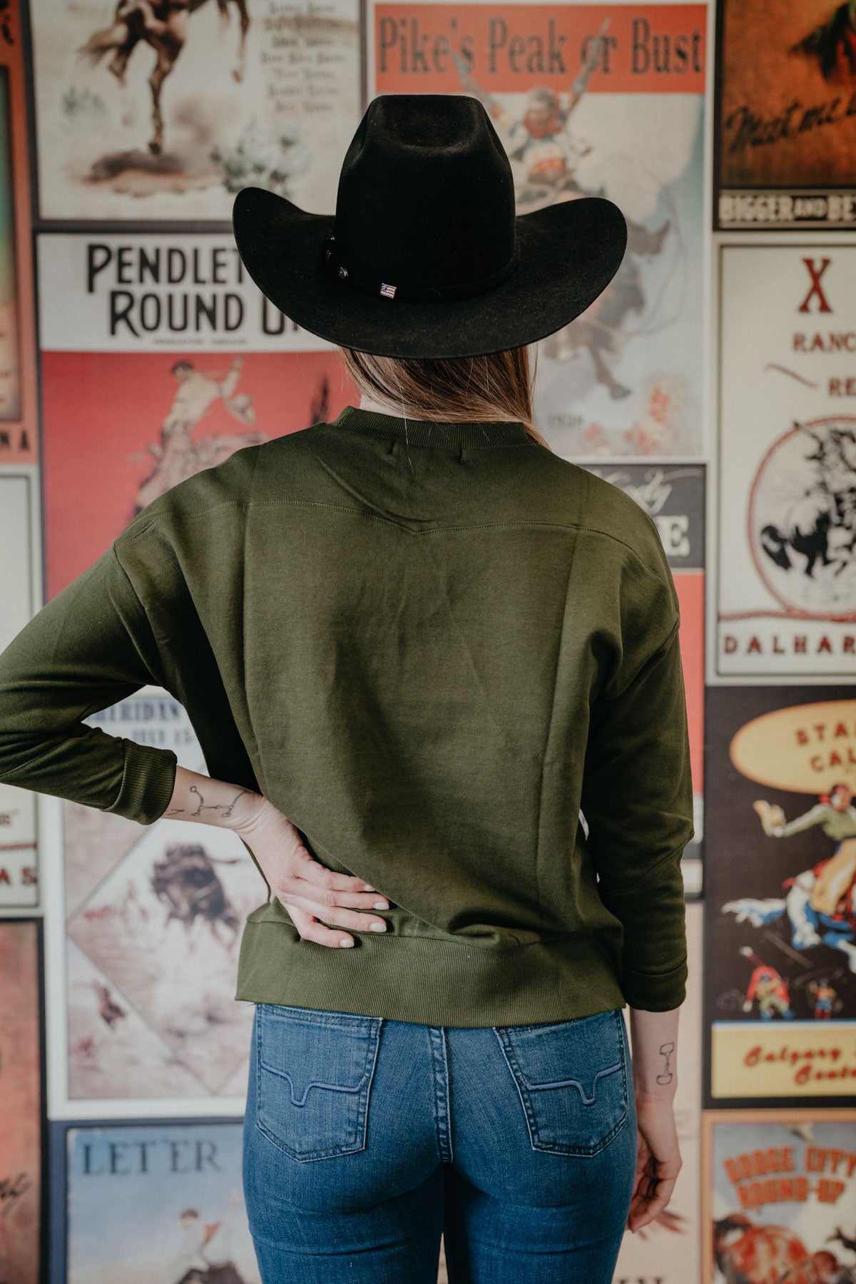 Olive Boot Stitch Embossed Pullover (XS-XXL)