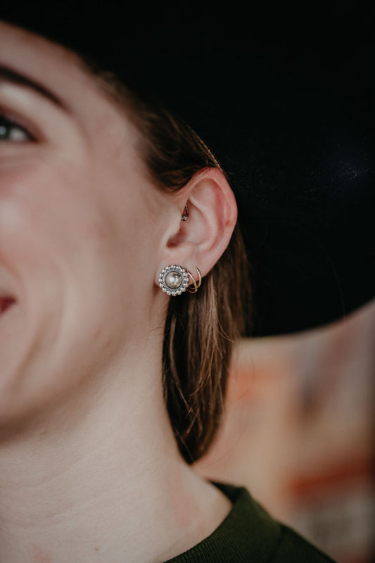 'Flora' Bubble Stud Round Sterling Silver Earrings