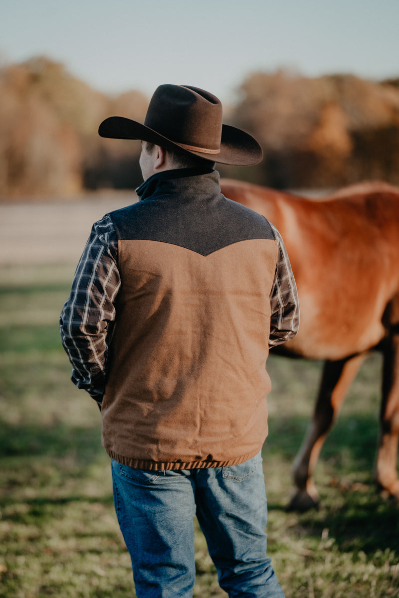 'Graham' 2-Tone Black/Camel Men's CINCH Wooly Vest (S-XXL)