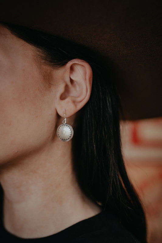 Dangle Concho Stamped Sterling Earrings