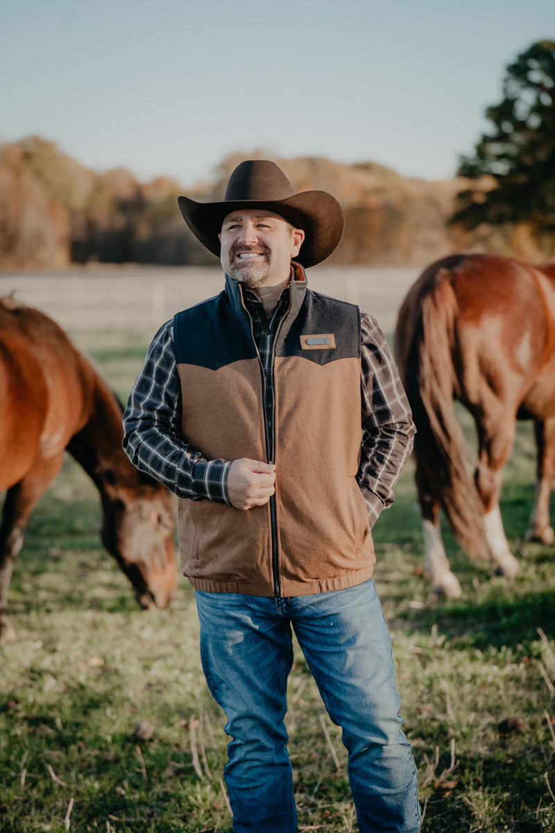 'Graham' 2-Tone Black/Camel Men's CINCH Wooly Vest (S-XXL)