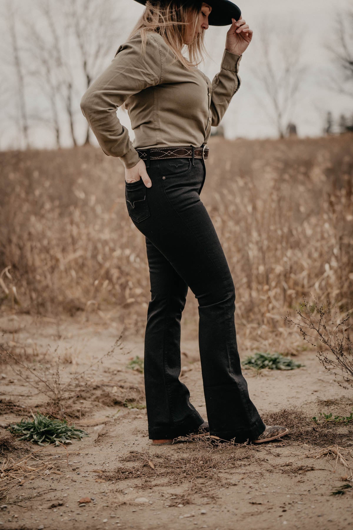 Jennifer High Rise Flare Jean by Kimes Ranch (Black Wash)