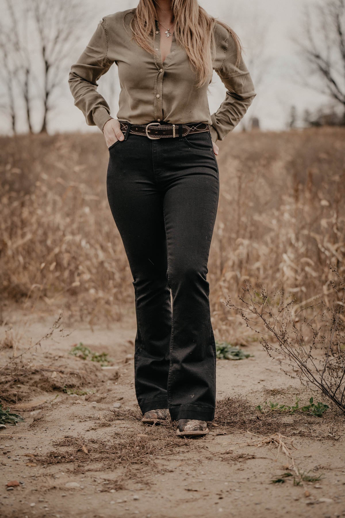 Jennifer High Rise Flare Jean by Kimes Ranch (Black Wash)