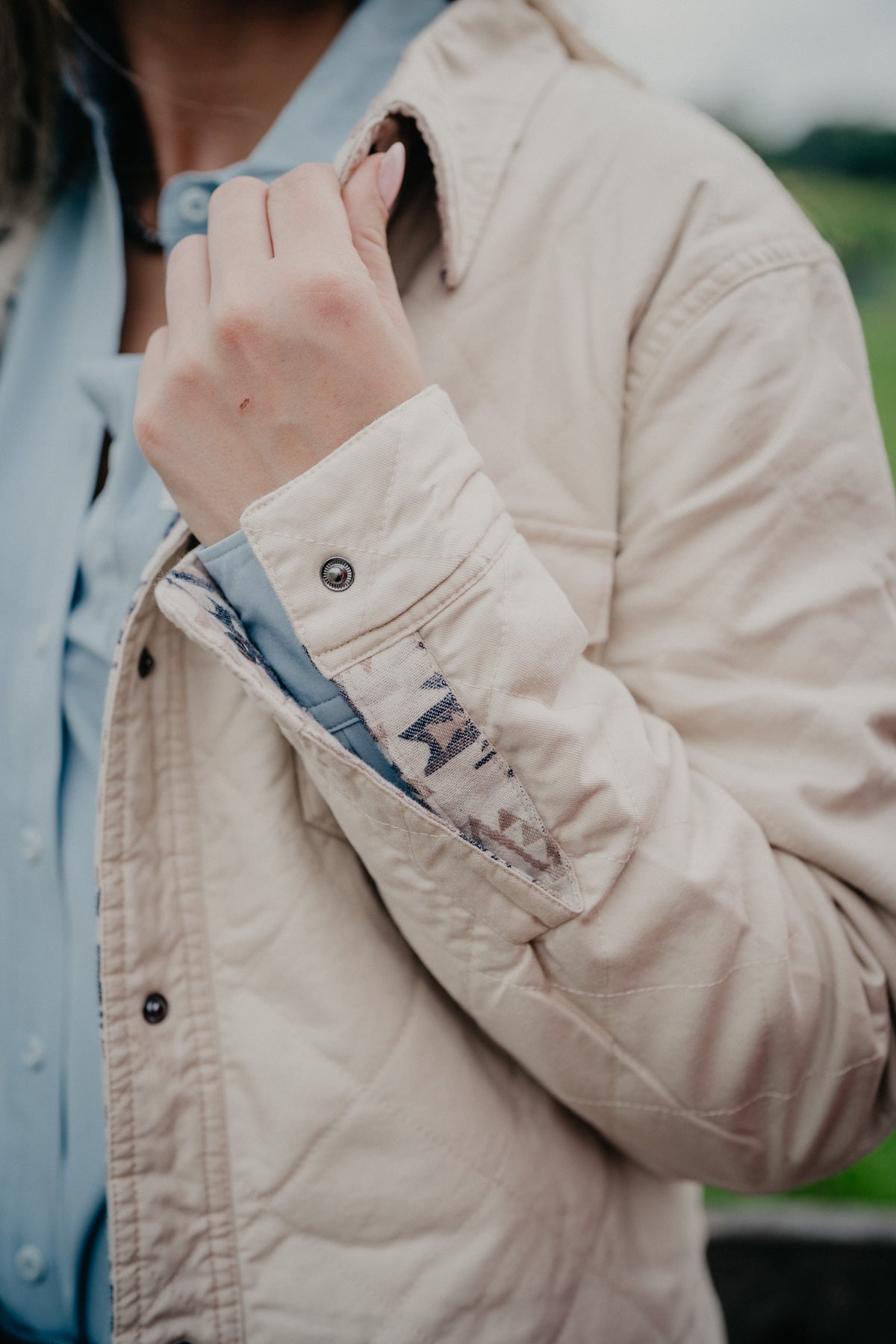 'Blakely' Women's Cream Quilted Jacket with Reversible Aztec by Hooey