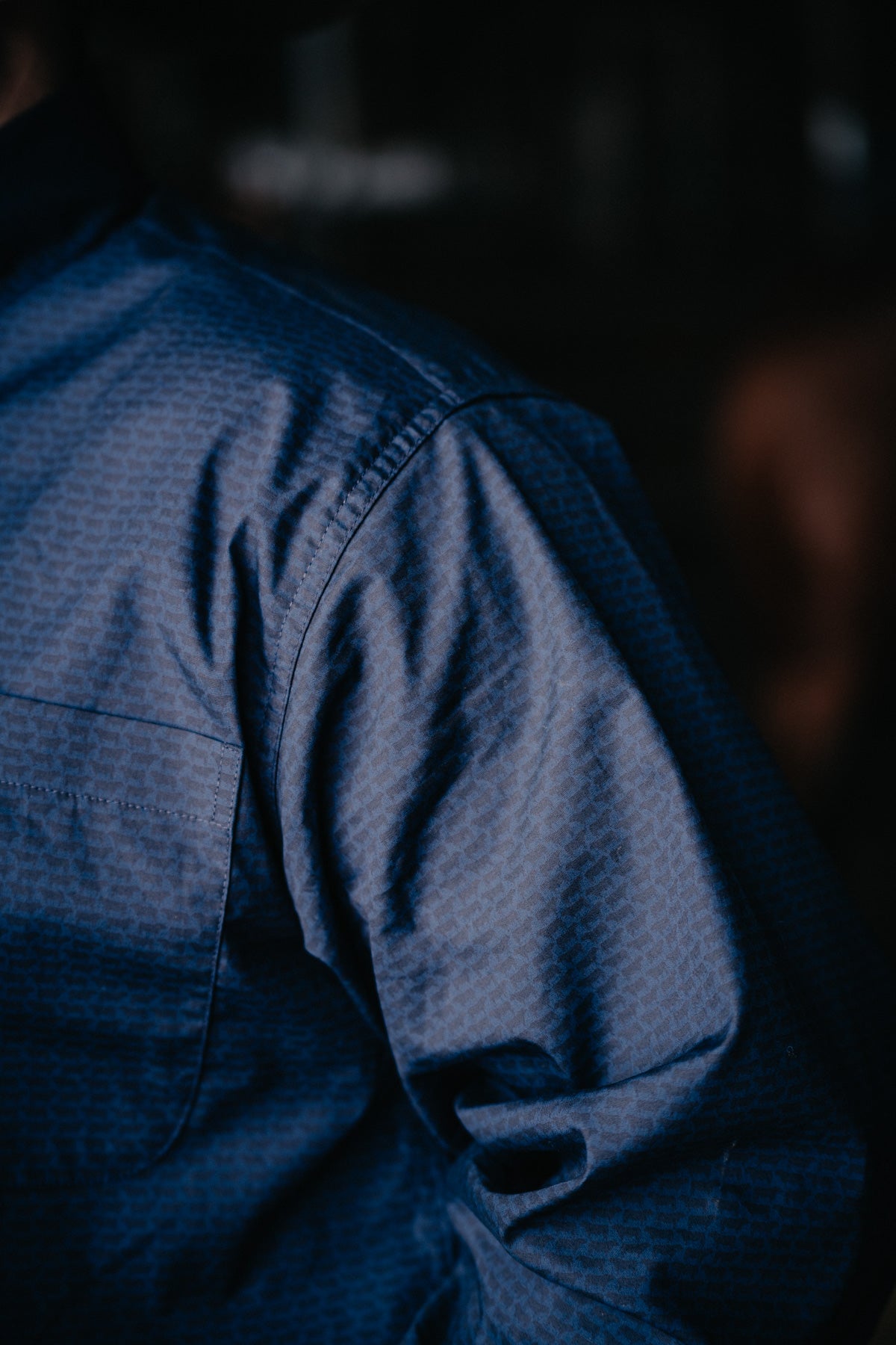 'Johnny' CINCH Navy Mini Cow Print Men's Button Up (XS,S,L Only)