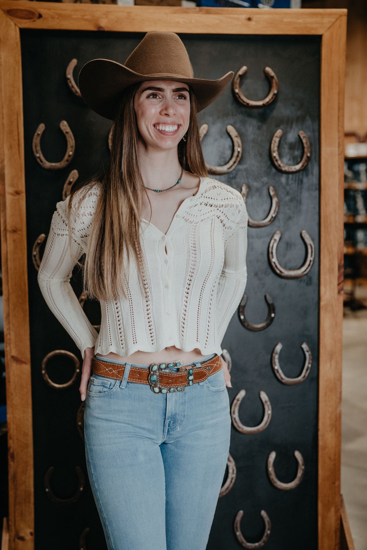 'Spring Sky's' Women's Crochet Button Front Sweater (XS-L)