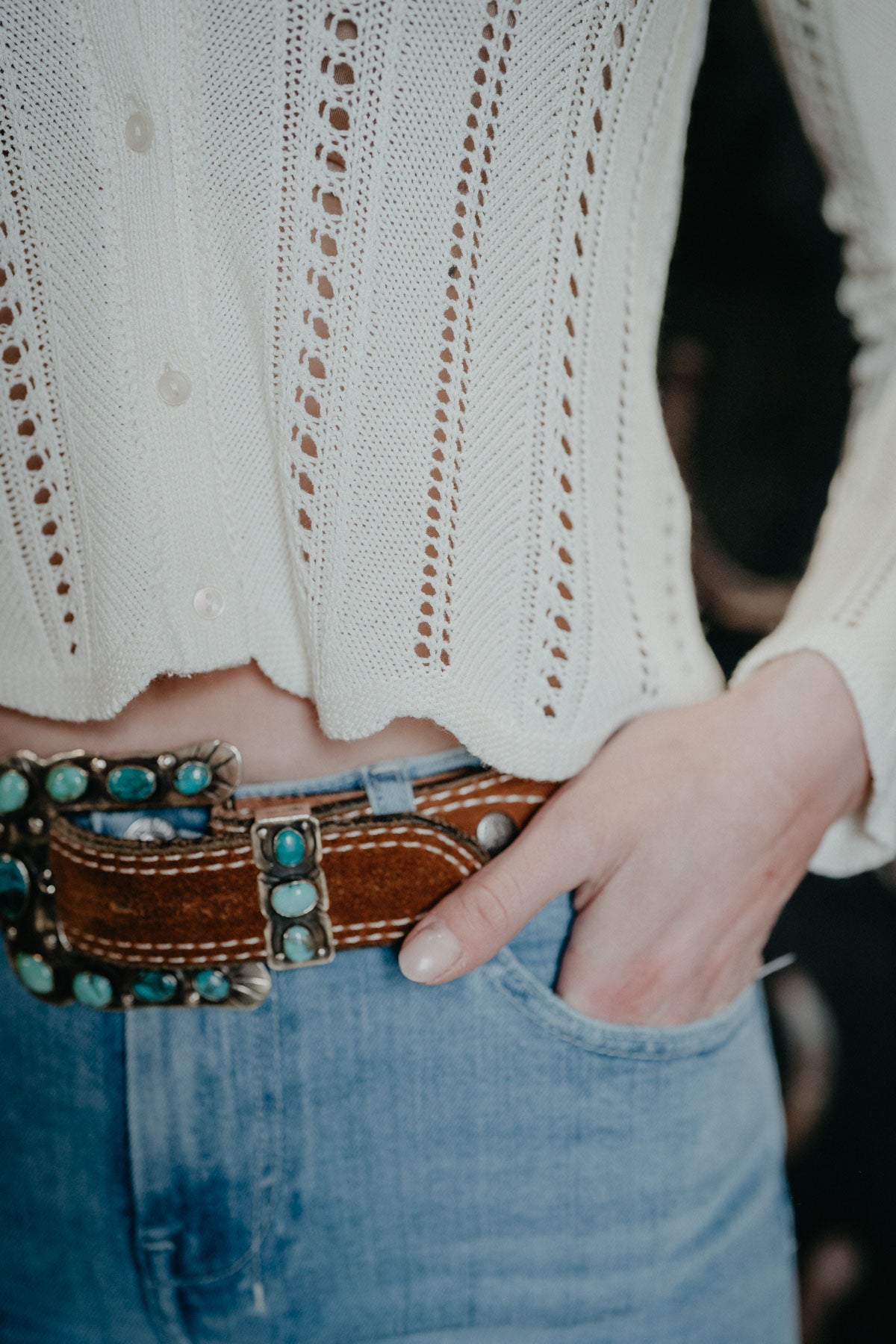 'Spring Sky's' Women's Crochet Button Front Sweater (XS-L)