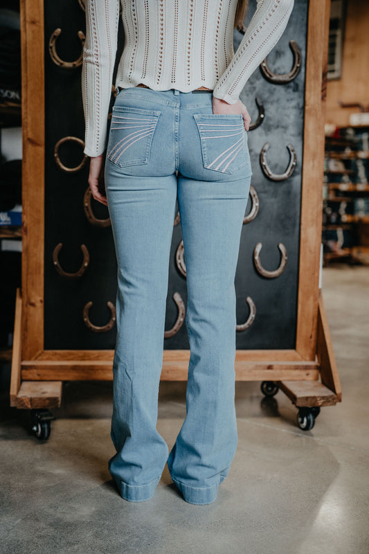 'Indigo Bloom' Light Wash Dojo Trouser by 7 For All Mankind with Blush Stitching (32, 34, & 36" Inseams)