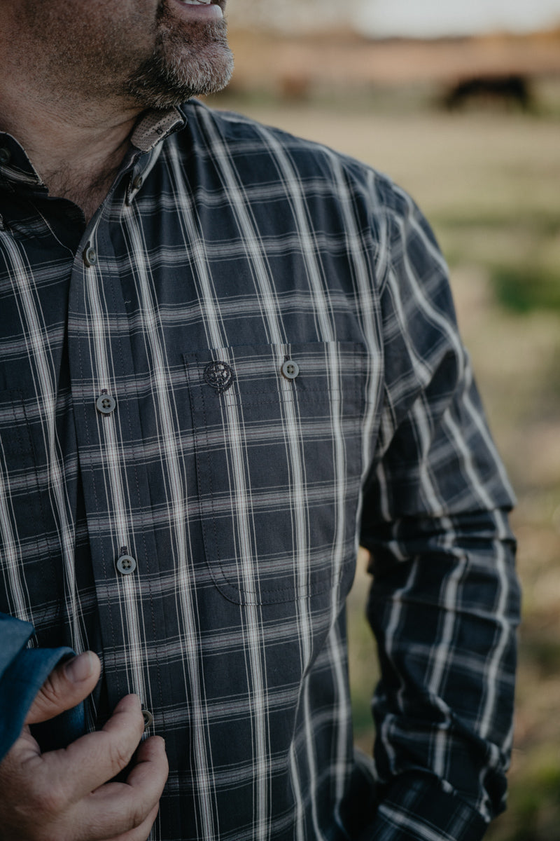 'Jones' Men's Brown Plaid Button Down Wrangler George Strait (S-XXL)