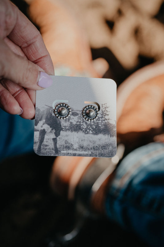 'Flora' Bubble Stud Round Sterling Silver Earrings