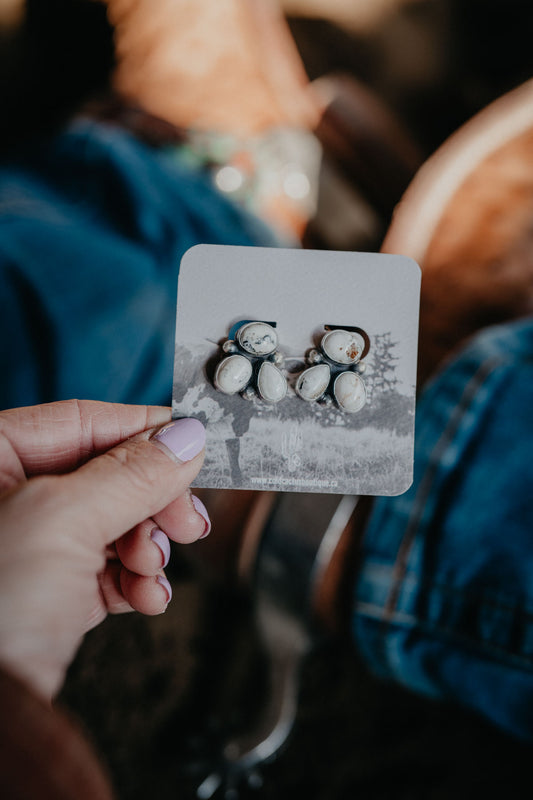 Sterling Silver & White Buffalo Statement Earrings