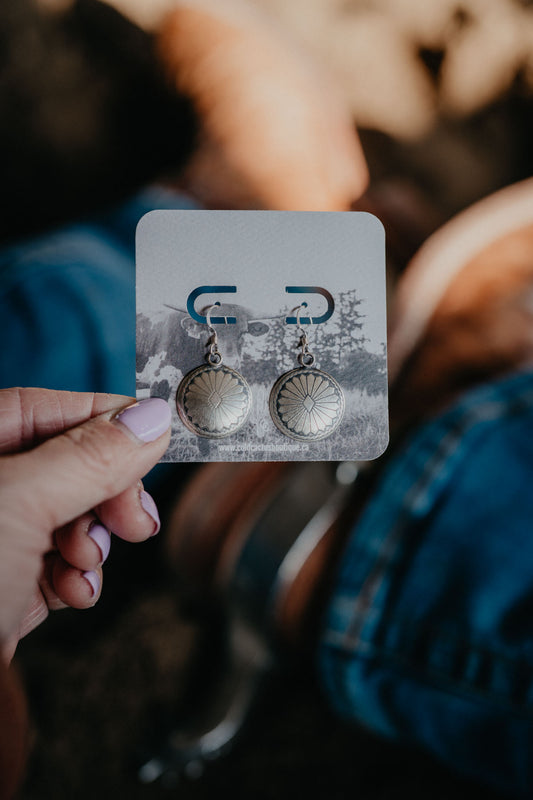Dangle Concho Stamped Sterling Earrings