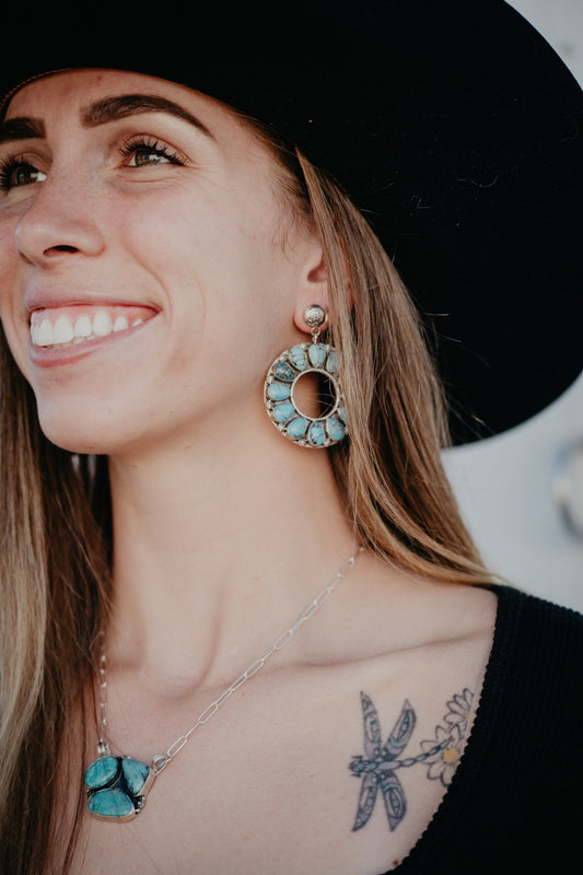 'Turquoise Goddess' Genuine Statement Earrings