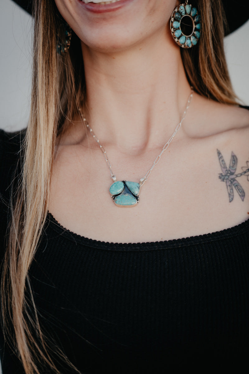 Perfect Trio Turquoise Cluster Necklace