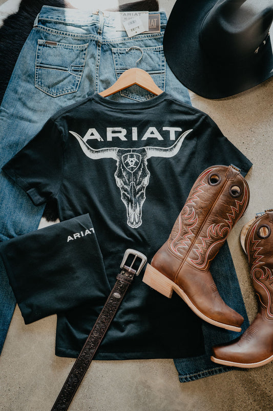 'Weston' Men's Ariat Stipple Steer Skull T-Shirt (S-XXL)