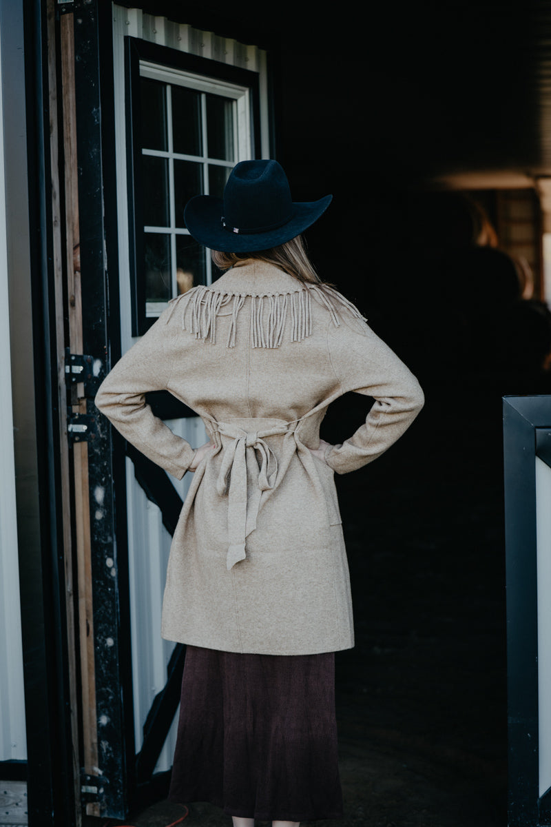 'Freida' Beige Fringe Cardigan Coat (XS-L)