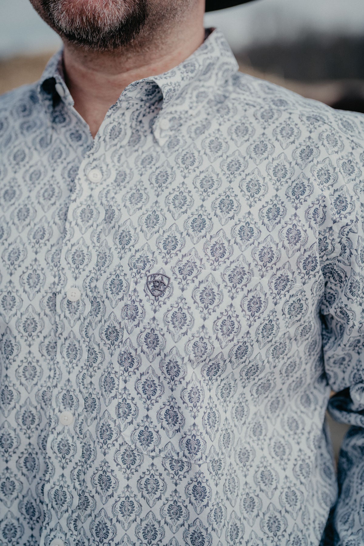 'Manny' Men's Ariat Fitted Long Sleeve Button Down Medallion Print (S - XXL)