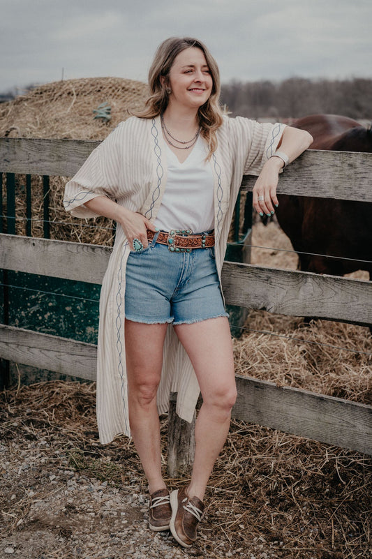 'Bella' Ariat Women's Duster Cardigan with Boot Stitch Detail (XS/S - XL/XXL)