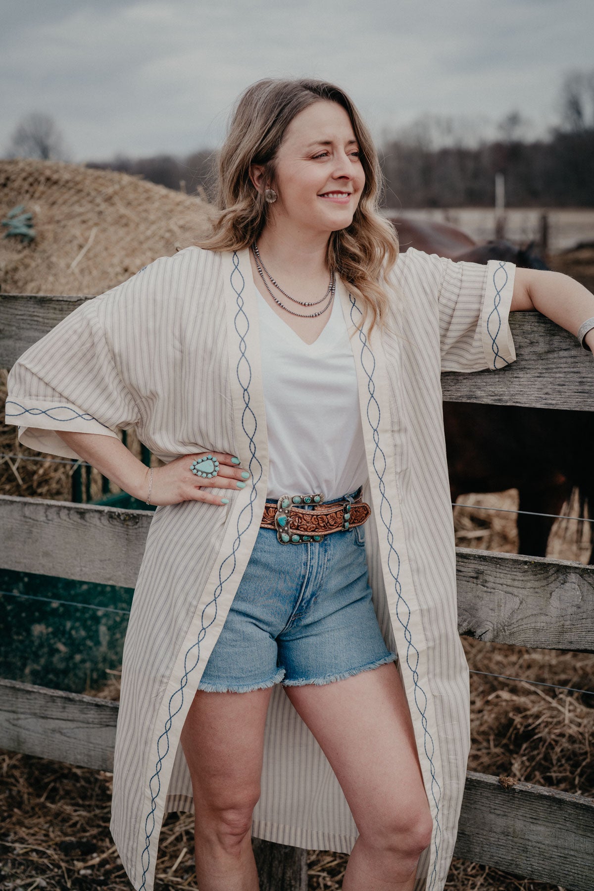 'Bella' Ariat Women's Duster Cardigan with Boot Stitch Detail (XS/S - XL/XXL)