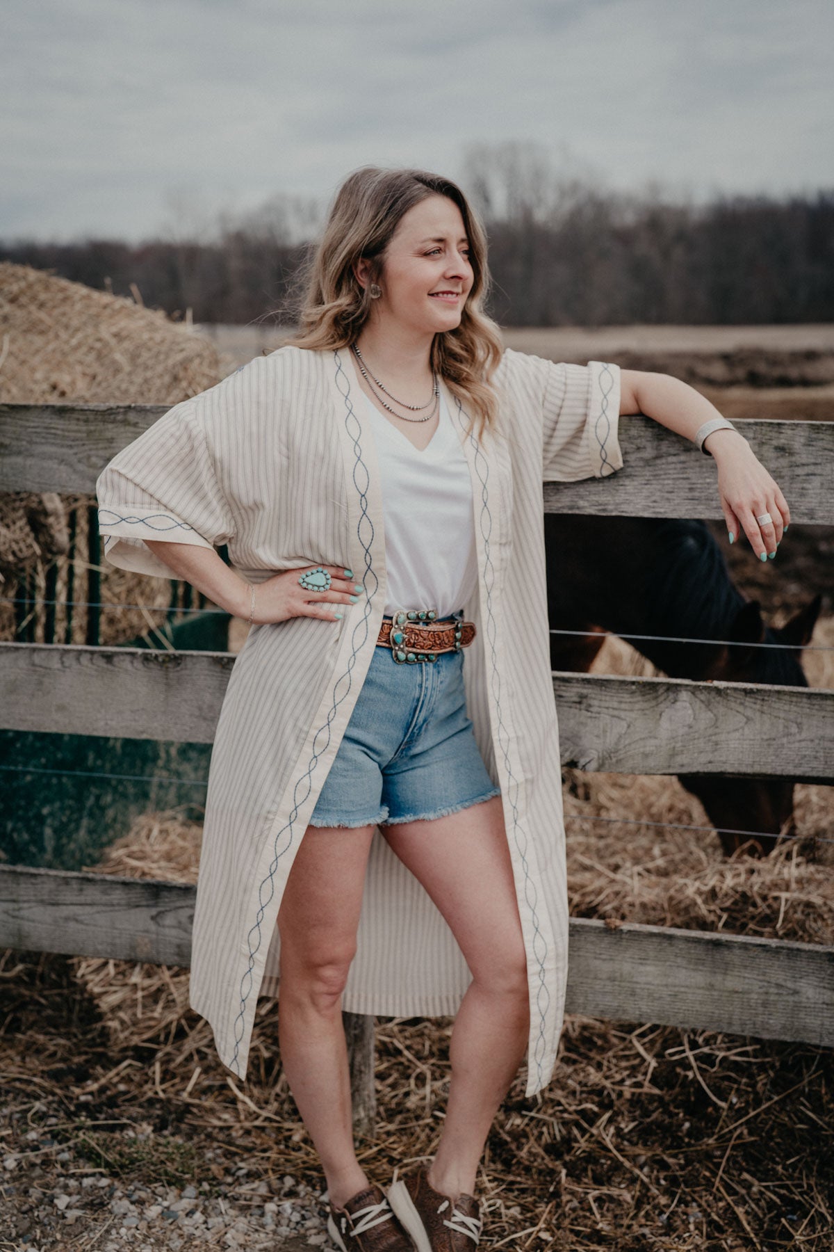 'Bella' Ariat Women's Duster Cardigan with Boot Stitch Detail (XS/S - XL/XXL)